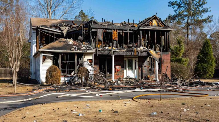 Fire-damaged home requiring emergency fire and smoke restoration services by Paul Davis Restoration of Tri-County, MD